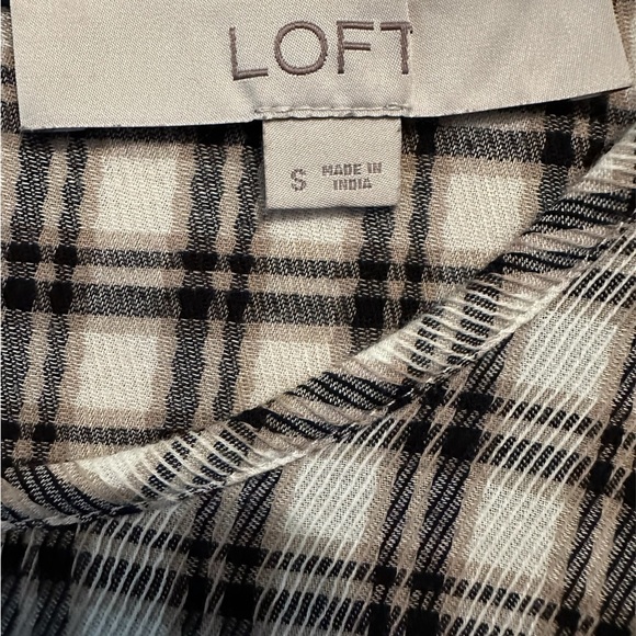 LOFT cotton plaid ruffle blouse, size S - Picture 3 of 7